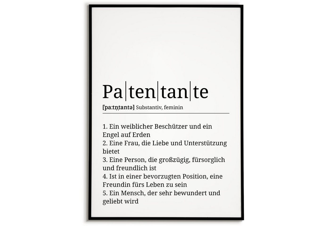 Tigerlino Poster Patentante Definition Wandbild Geburtstag Patentante Geschenk von Tigerlino