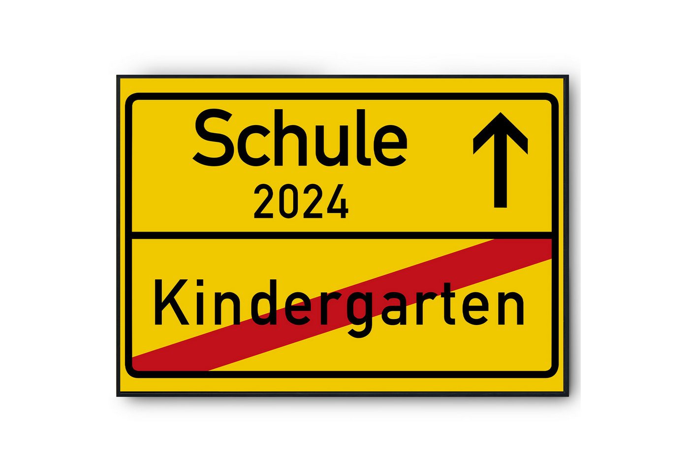 Tigerlino Poster Schulkind 2024 Schulanfang Geschenk Einschulung Kindergarten Schule, Ortsschild aus Kartonpapier (kein Metall) von Tigerlino