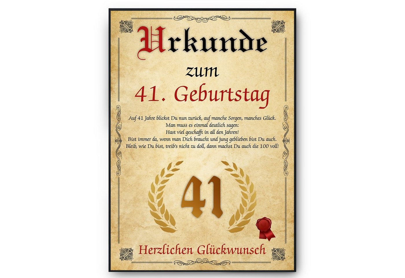 Tigerlino Poster Urkunde zum Geburtstag Mann Frau Geburtstagsgeschenk Geburtstagskarte, 41. Geburtstag Jahrgang 1983, Geburtstagsurkunde von Tigerlino