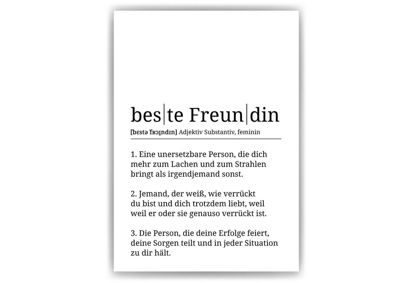 Tigerlino Poster beste Freundin Definition Besties Freundinnen Geschenk von Tigerlino