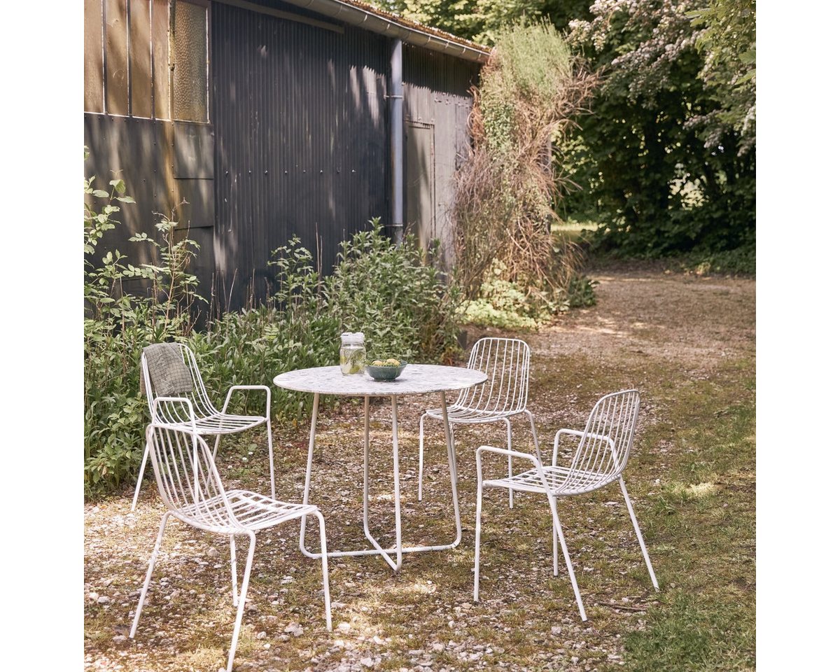 Tikamoon Garten-Essgruppe Elio Runder Gartentisch Premium-Terrazzo und Metall grün 4 Pers. von Tikamoon