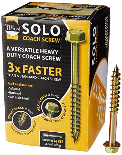 TIMCO Advanced Coach Screws - Aggressive Slash Point Spitze für einfaches Fahren - Sechskantflansch - Gold - 3 x schneller als Standard-Schrauben - 10 x 80 mm - Box mit 50 Stück von TimCo