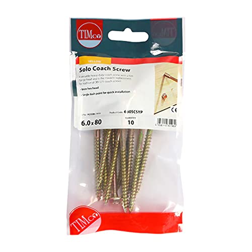 TIMCO Advanced Coach Screws - Hex Flansch - Gold - Aggressive Schrägpunktspitze für einfaches Fahren - 3 x schneller als herkömmliche Schwellenschrauben - 6,0 x 80 - Beutel mit 10 Stück von TimCo