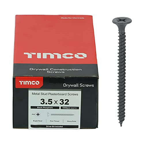 Timco PH2 Schnellbauschraube, Schwarz, 1000 Stück, 00032DRY von TimCo