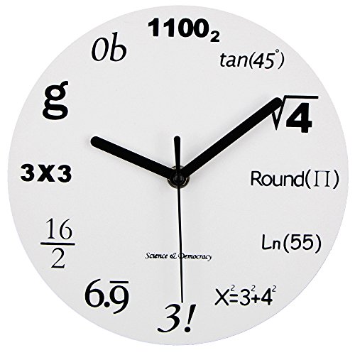 Timelike Mathematik Wanduhr - Kreative Runde Wanduhr modernes Design Wanduhr Klassenzimmer Büro Haus Dekoration Lehrer Studenten Geschenk (Gleichungsweiß) von Timelike