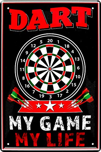 Blechschild 20x30 cm Wand Deko Schild Dart My Game Hobby Sport Spiel Bar Kneipe Dartscheibe Darts Hinweis Schild von Tin Sign