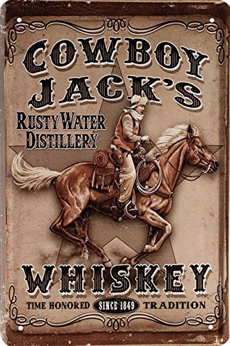 Tin Sign Blechschild 20x30 cm Cowboy Jack`s Whiskey Whisky Bourbon Rodeo Reiter Pferd Wilder Westen Nostalgie Bar Kneipe Wand Schild von Tin Sign
