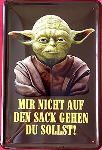 Tin Sign Blechschild 20x30 cm Meister YODA Mir Nicht auf den Sack gehen du sollst Fun Spruch Bar Kneipe Haus + Garten Küche Metall Schild von Tin Sign