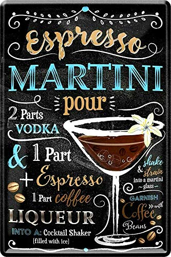 Tin Sign Blechschild 20x30 cm Rezept Espresso Martini Cocktail Mixen Bar Kneipe Disco Wandtafel Metall Schild von Tin Sign