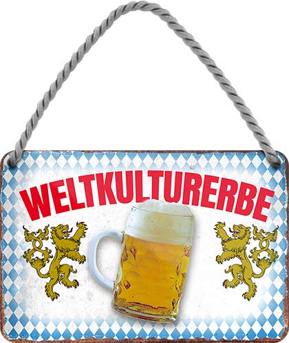 Tin Sign Hängeschild Blechschild 18x12 cm Weltkulturerbe Bayern Deutschland Münchner Bier Deko Schild mit Kordel + Saugnapf H016 von Tin Sign