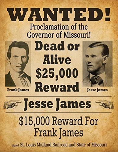 Vintage Retro Man Cave Bar Pub Schuppen Neuheit Geschenk Aluminium Metall Blechschild – Wanted Poster Dead Alive Jesse James Cowboy von Tin Sign