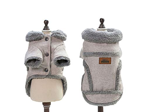 Tineer Hund Herbst Winter Bekleidung Kühle warme Tuch Britische Art Weste Gemütliche Jacke Mäntel mit Pelzkragen Kleine mittelgroße Hunde (L, Brown) von Tineer