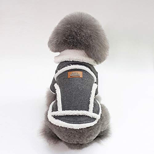 Tineer Hund Herbst Winter Bekleidung Kühle warme Tuch Britische Art Weste Gemütliche Jacke Mäntel mit Pelzkragen Kleine mittelgroße Hunde (M, Grey) von Tineer