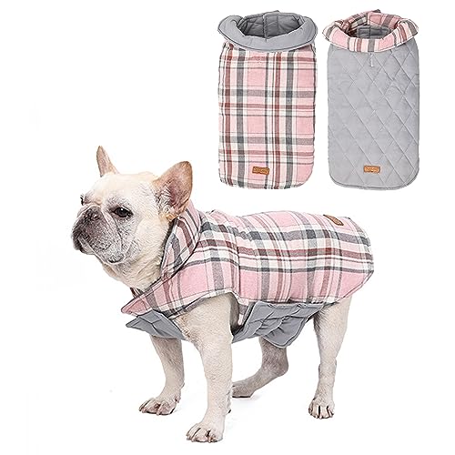 Tineer wasserdichte doppelseitige Hundejacke Weste für kleine, mittlere und große Hunde - Wendbarer Warmer Hundemantel Hundebekleidung für Herbst und Winter (L, Rosa) von Tineer