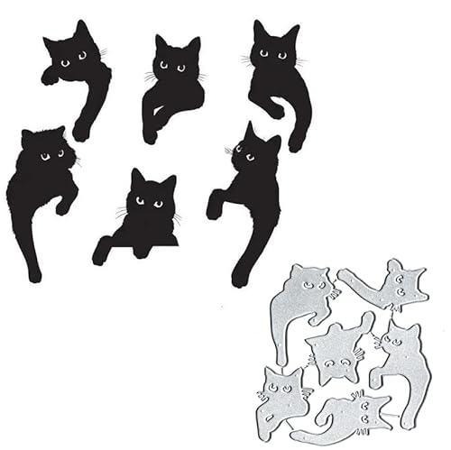 6 Stück/Set Tier-Katzen-Metall-Stanzformen, Tier-Katzen-Karten-Metall-Stanzformen für DIY-Scrapbooking, Karten, dekorative Prägepapier-Stanzformen für Scrapbooking, Kartenherstellung von TingZVen