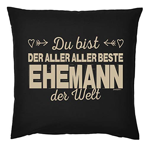 Tini - Shirts Ehemann Kuschel-Kissen - Hochzeit/Ehe Sprüche-Kissen - Geschenk Deko-Kissen Partner : Du bist der Aller allerbeste Ehemann der Welt - Kissen mit Füllung - Farbe: schwarz von Tini - Shirts