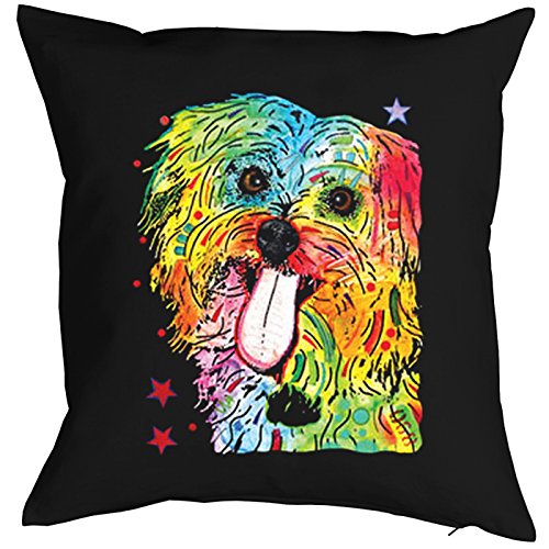 Unbekannt Shih Tzu Motiv Kissen - Hundekissen Neon Farben : Shih Tzu Kissen mit Füllung Farbe: schwarz von Tini - Shirts