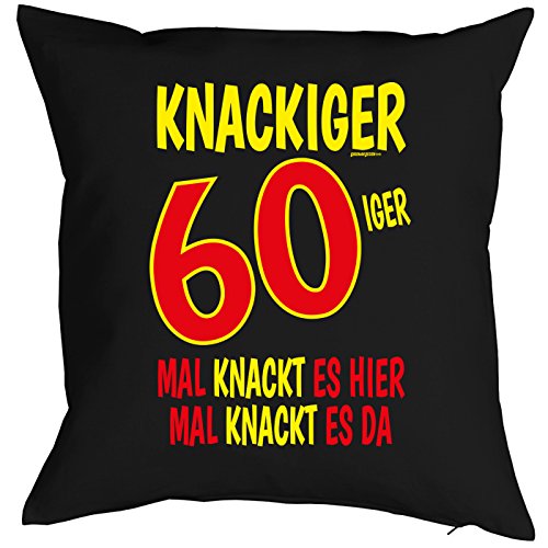 Unbekannt Sprüche-Kissen zum 60 Geburtstag - Geschenk-Idee Dekokissen 60 Jahre : Knackiger 60iger Mal knackt es. - Geburtstag 60 - Kissen ohne Füllung - Farbe: schwarz von Tini - Shirts