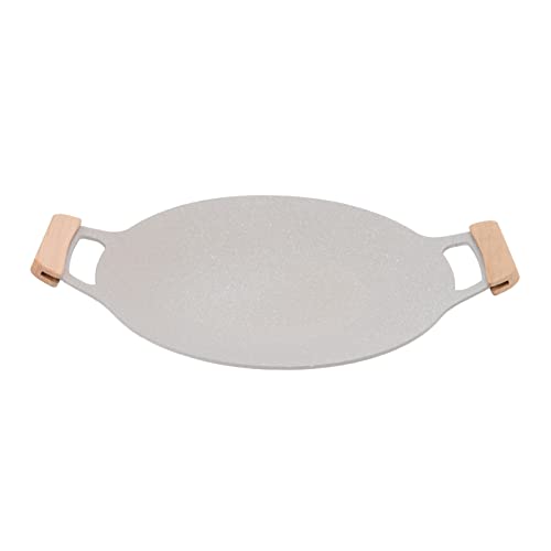 Tissting Koreanische Grillpfanne 30cm Runde Antihaft Grillplatte, Outdoor Camping Tragbare BBQ Grill Pfanne mit Holz Griff, Aluminium Korea Teppanyaki Bratpfanne für Induktion, Gaskocher Tissting Koreanische Grillpfanne 30cm Runde Antihaft Grillplatte, Outdoor Camping Tragbare BBQ Grill Pfanne mit Holz Griff, Aluminium Korea Teppanyaki Bratpfanne für Induktion, Gaskocher von Tissting