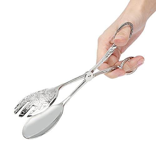 Küche Kochen Zangen, Runde Zange Salat Zange Retro Zink Legierung Backen Lebensmittel Clip Kuchen Zange Küche Werkzeug BBQ Küche Kochen Zangen Serving Utensil Tong (Silber) von Tissting