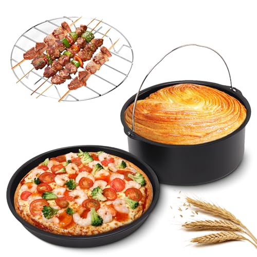 Tissting 3 Stück Heißluftfritteusen Zubehör Set, 20cm Edelstahl Luftfritteusen Kuchenform Pizza Pfanne Grill Air Fryer Kuchenpfanne Kuchenfass Ersatz Tissting 3 Stück Heißluftfritteusen Zubehör Set, 20cm Edelstahl Luftfritteusen Kuchenform Pizza Pfanne Grill Air Fryer Kuchenpfanne Kuchenfass Ersatz von Tissting