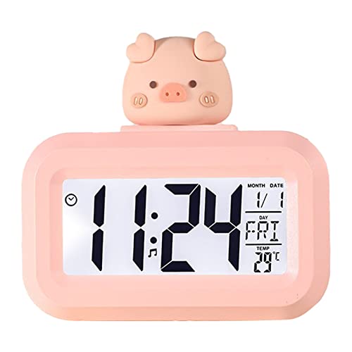 Tissting Elektronische Uhr Niedliches Rosa Schwein Weißes Schaf Astronautenform Digitaler Wecker LED Bildschirm Elektronischer Desktop Wecker für Schlafzimmer, Wohnzimmer(Pig) von Tissting