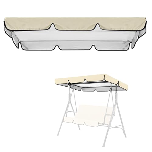 Tissting Sonnendach für Hollywoodschaukel 3 Sitzer, 164 x 114 x 15 cm 420D Silberbeschichtetes Oxford Gewebe wasserdichte Gartenschaukel Bezug Dachplane Sonnenschutz Ersatzdach, Beige von Tissting