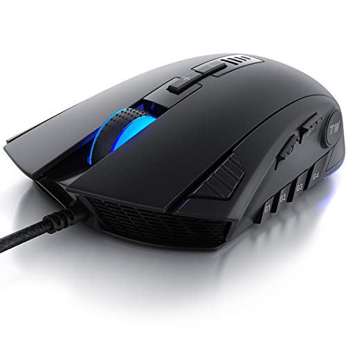 Titanwolf - Gaming Maus - Mouse mit 24.000 DPI Abtastrate - Sensor Avago 3360-12 Tasten - inkl. Software Makroprogrammierung - RGB mit Rainbow Backlight - Gewichtstuning - Polling-Rate bis 1000 Hz von Titanwolf