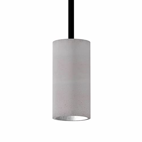 Betoniq Pendelleuchte Beton modern klein NARA13 außen grau innen silber - Industrial Design Betonlampe Hängelampe mit LED Glühbirne und Fassung GU10 - Hängeleuchten & Pendelleuchten in Betonoptik von Tivendis