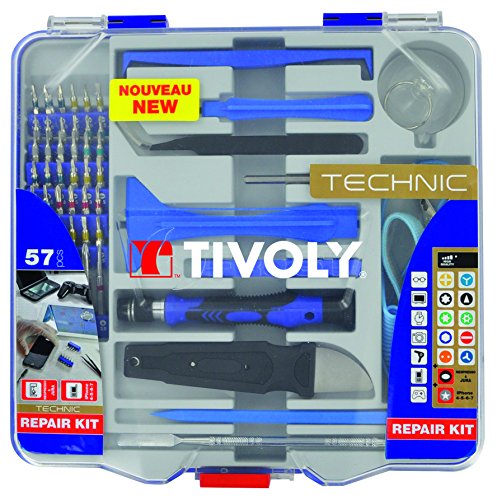 Tivoly 11501570042 Öffnung/Reparatur von Smartphone/Elektrogeräten/Elektronik, Grau, 57-teiliges Set von Tivoly