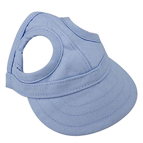 Tnfeeon Haustier Baseballmütze, Hund Katze Outdoor Sunbonnet mit Ohrlöchern verstellbaren Streifen Sommer Haustier Eltern-Kind Hut(L-Blau) von Tnfeeon