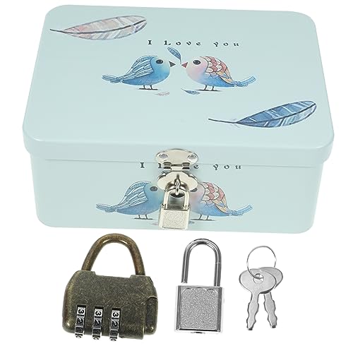 Toddmomy 1 Set-box Aufbewahrungsbox Mit Schloss Brotdosen Metall Blechdose Aus Metall Metallbox Mit Zahlenschloss Schmuck-organizer-box Metall Snackbox Weißblech Kleines Metall Schreibtisch von Toddmomy