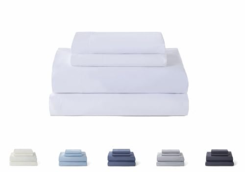 Todocama Bettwäsche-Set, 4-teilig, 5003, Spannbettlaken, Bettlaken, 2 Kissenbezüge 50 x 80 cm, für Bett 135 x 190/200 cm, Weiß von Todocama