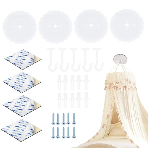 Tokaneit 6 Set Dome Moskitonetz Haken, Decke Moskitonetz Haken, 12cm Klebehaken Ohne Bohren, Bett Baldachin Haken für zu Hause, für Moskitonetz, Wand zu Haken, Kleiderschrank, Laternen, Windspielen von Tokaneit