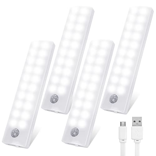 Tolare LED Schrankbeleuchtung Mit Bewegungsmelder, Einstellbare Helligkeit Schrankleuchte 20 LEDs, Unterbauleuchte Sensorleuchte Schranklicht Nachtlicht Für Schrank Kleiderschrank Treppen Flur(4 Pack) von Tolare