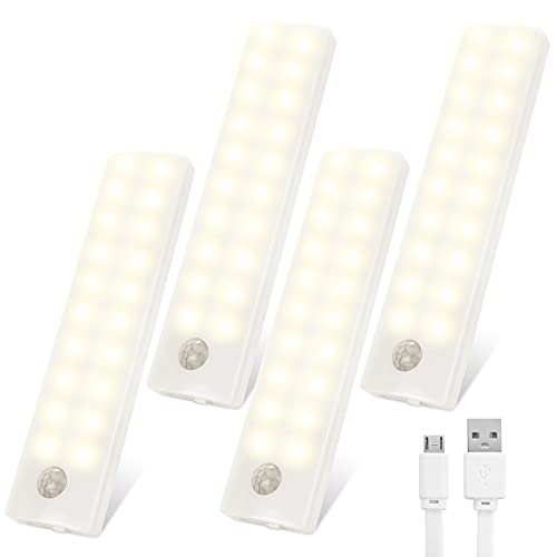 Tolare LED Schrankbeleuchtung Mit Bewegungsmelder, Einstellbare Helligkeit Schrankleuchte 20 LEDs, Unterbauleuchte Sensorleuchte Schranklicht Nachtlicht Für Schrank Treppen Flur - Warmweiß (4 Pack) von Tolare