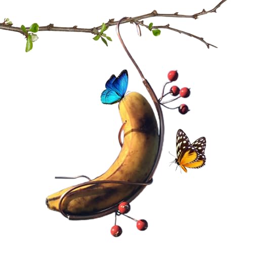 Schmetterlings-Bananen-Hängematte, hängender Schmetterlings-Futterspender, Vogelfutterspender für den Außenbereich, Stabiler Bananenhalter aus Kupferrebe, multifunktionales, dekoratives Futterzubehör von Toliya