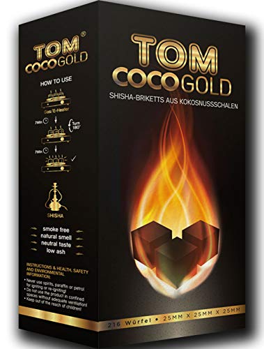 Tom Coco Gold 1KG Premium Kokosnuss Naturkohle für Shisha & BBQ von KEXMY