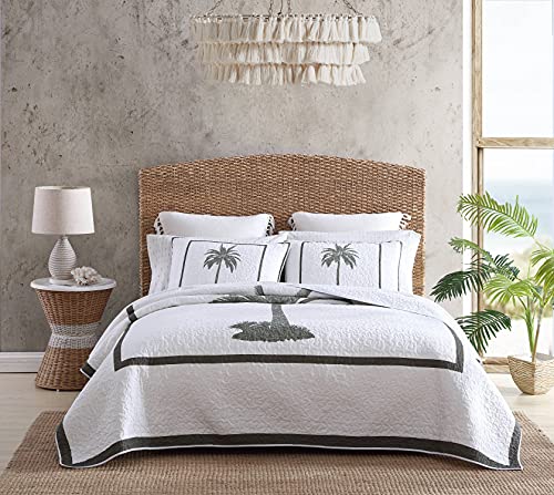 Tommy Bahama Palm Island Collection | Steppdecke – 100% Baumwolle, wendbar, weich und atmungsaktiv, vorgewaschen für zusätzliche Weichheit, King-Size-Bett, grau von Tommy Bahama