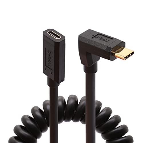 Coild USB-C-Verlängerungskabel, 90 Grad, USB-C-Spiralfederspirale, 90 Grad Winkel, USB Typ C Stecker auf Buchse, Lade- und Synchronisierungskabel, kompatibel mit 4K-Video/Notebook/Dock (1,8 m) von Tomost