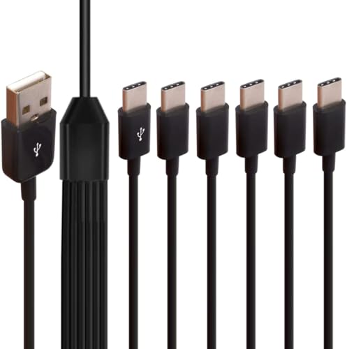 Multi-USB-C-Splitterkabel, 6-in-1 USB 2.0-A-Stecker auf sechs USB-Typec-C-Stecker, 1 auf 6 Synchronisations-, Ladekabel, Adapterkabel, kompatibel mit Handy/Android und mehr (6 Typ C) von Tomost