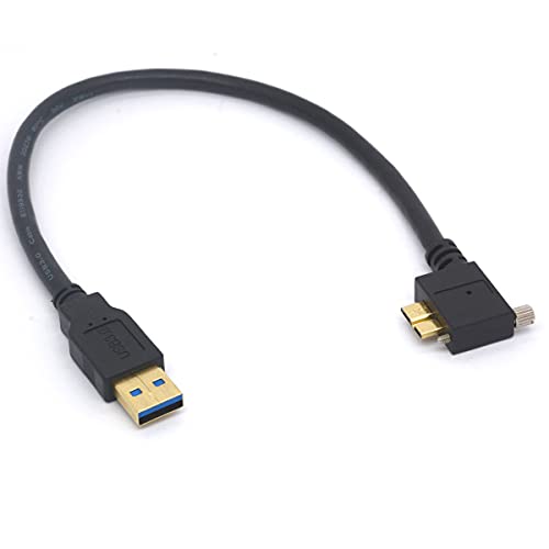 Tomost Abgewinkeltes USB-Micro-B-Schraubenkabel, USB-A-Stecker auf Micro-B, mit Dual-Feststellschraube, Lade- und Datenkabel für HDD, Nikon D800 D800E, 30 cm (90° Winkel) von Tomost