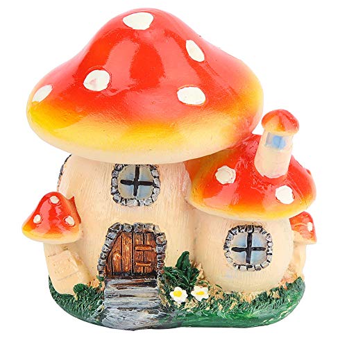 Tomotato Feenhaus Garten Statue Elfenhaus Gartendeko Pilz Haus Miniaturen Dekoration Harz Figuren Fairy House Ornamente Mini Puppenhaus für Landschaft Patio Yard Dekoration von Tomotato