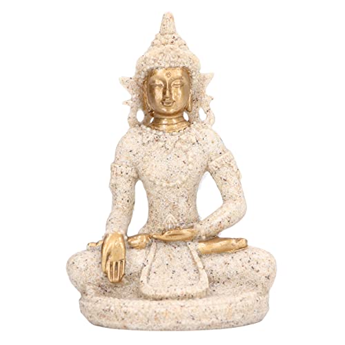 Tomotato Mini Sandstein Buddha Statue, 8 x 5.5 x 3cm Meditation Buddha Figuren Sitzende Buddha Figur aus Kunstharz Feng Shui Skulptur Ornamente für Zuhause, Yoga, Zen Dekor(B) von Tomotato