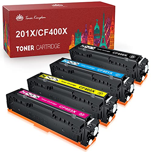 Toner Kingdom 201X CF400X Kompatible Tonerkartusche Ersatz für HP 201X 201A Toner für HP Color Laserjet Pro MFP M277dw M252dw M277n M274n Pro M252 M277 (Schwarz Cyan Gelb Magenta, 4er-Multipack) von Toner Kingdom