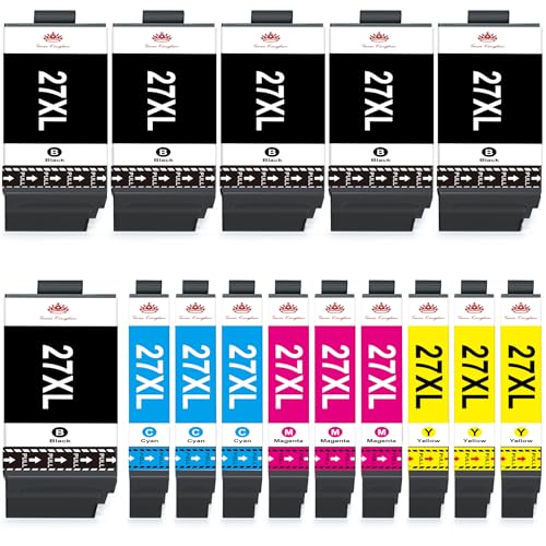 Toner Kingdom 27XL Kompatibel für Epson 27XL Tintenpatrone für Epson Workforce WF-3620DWF WF-3640DTWF WF-7110DTW WF-7210DTW WF-7610DW WF-7620DTWF WF-7710DWF WF-7720DTWF WF-7715DWF (15 Pack) von Toner Kingdom