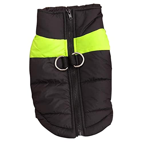 Haustier Winter Warmer Mantel mit Geschirr Warme Hundekleidung Winter Hund Warme Baumwollweste Leichte Kleidung Rückenreißverschluss Haustier Outdoor Kostüm Hundejacke Reißverschluss (Green, L) von Tonsee Accessoire