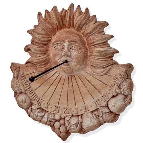 Toocook Solar-Sonnenuhr aus Terrakotta, für den Außenbereich, wetterfest, 33 x 35 x 4 cm, Vintage-Uhr, hergestellt in Italien von Toocook