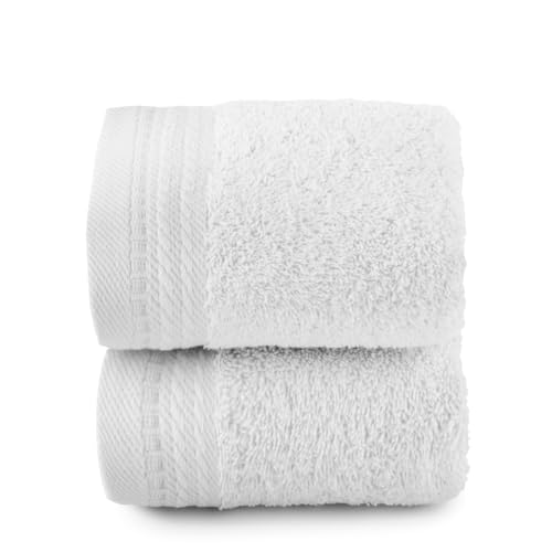 Top Towel 2er-Set Bidet-Handtücher, kleine Handtücher, 100% gekämmte Baumwolle, 600 g/m², 30 x 50 cm, Weiß von Top Towel