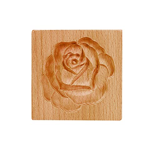 3D-Backform aus Holz, Kekspresse, Stempel, Formen zum Selbermachen, Keksstempel, Prägung, Basteln, Dekorieren, Backwerkzeug für Party, Hochzeit, Weihnachten (Rose) von TopHomer